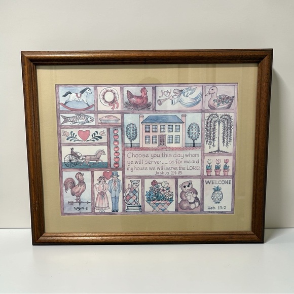 Charles Humphrey Other - Vintage Charles Humphrey Me & My House Serve the Lord Collage Print Framed 20x16